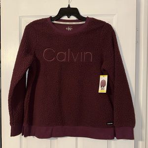 NWT Maroon Calvin Klein Sherpa Pullover